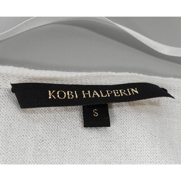 KOBI HALPERIN Open Front Cardigan Womens Small White Lace Crochet Wrap Draped - Picture 2 of 16